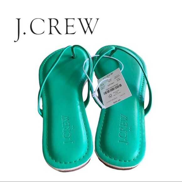 NEW J. Crew Modern Clover Green Flip Flop Thong Sandals 6 7 8 9 10 - Picture 4 of 5